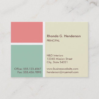 Tarjeta De Visita Moderno bloque de color beige profesional