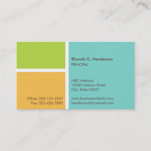 Tarjeta De Visita Moderno bloque de color turquesa profesional