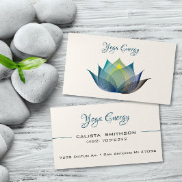 Tarjeta De Visita Moderno Blue Lotus Flor Art Elegante Yoga Único
