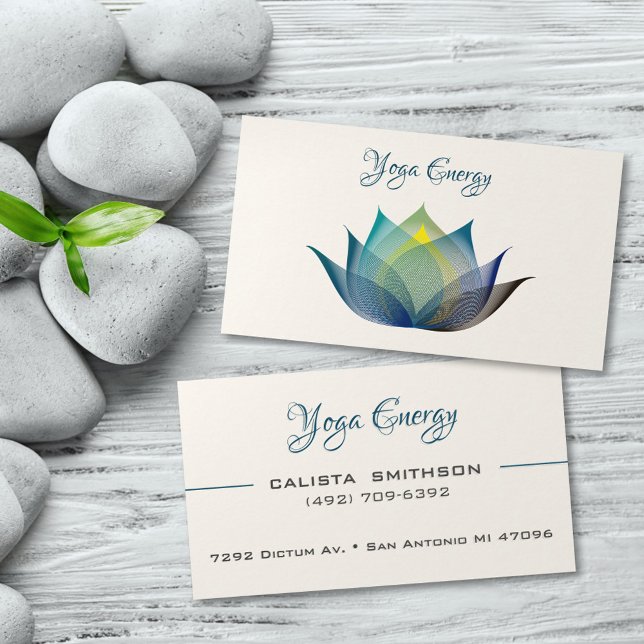 Tarjeta De Visita Moderno Blue Lotus Flor Art Elegante Yoga Único (Subido por el creador)