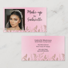 Tarjeta De Visita Moderno Boho Botánico Script Rosa Suave Foto