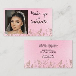 Tarjeta De Visita Moderno Boho Botánico Script Rosa Suave Foto