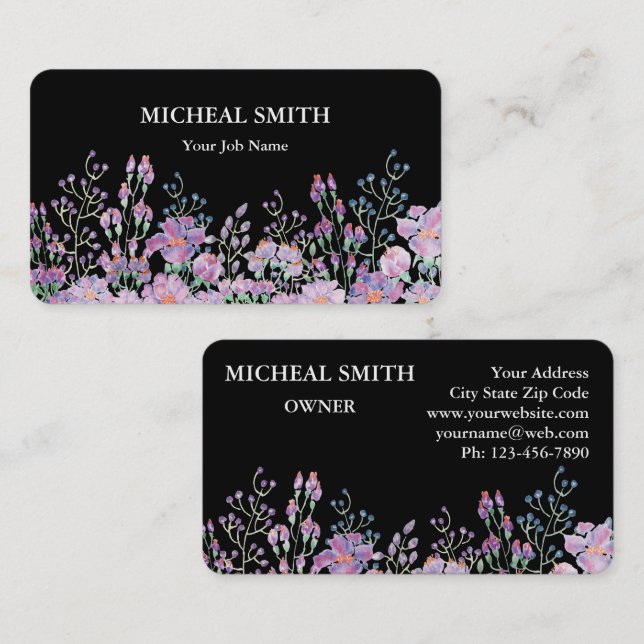 Tarjeta De Visita Moderno Boho Floral (Anverso / Reverso)