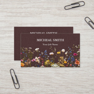 Tarjeta De Visita Moderno Boho Floral Kraft