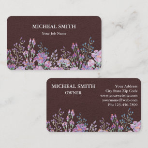 Tarjeta De Visita Moderno Boho Floral Kraft