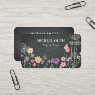 Tarjeta De Visita Moderno Boho Floral Kraft