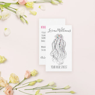Tarjeta De Visita Moderno Boho Wildflower Bridal Hair Estilista Flor