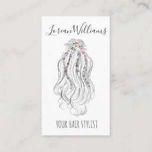 Tarjeta De Visita Moderno Boho Wildflower Nodal Hair Stylist QR
