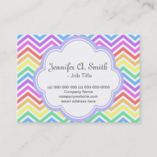 Tarjeta De Visita Moderno, bonito, colorido arcoíris chevron de moda