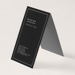Tarjeta De Visita Moderno borde blanco negro de moda