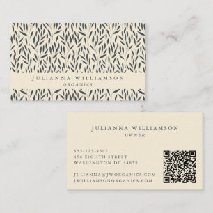 Tarjeta De Visita Moderno Botánico Boho Vintage Blanco Negro QR