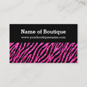 Tarjeta De Visita Moderno Boutique Pink and Black Zebra FAUX Glitz