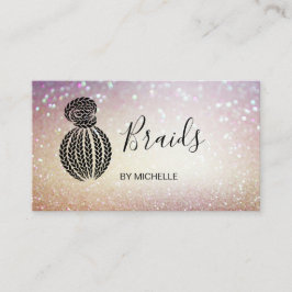 Tarjeta De Visita Moderno Braider de Cabello de Bokeh, salón de pelo