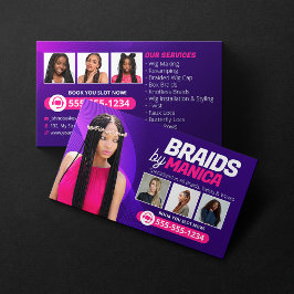 Tarjeta De Visita Moderno Braiding Salon Extensiones de pelo Braids