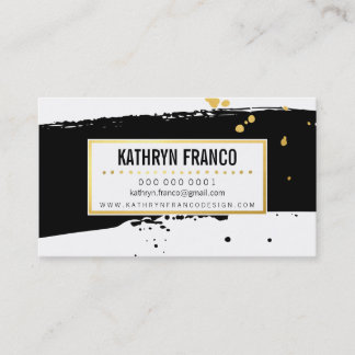 Tarjeta De Visita MODERNO BRUSH STROKE elegante pintado de oro negro