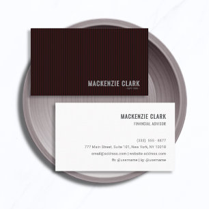 Tarjeta De Visita Moderno Burgundy Profundo con Pinstripe y Blanco