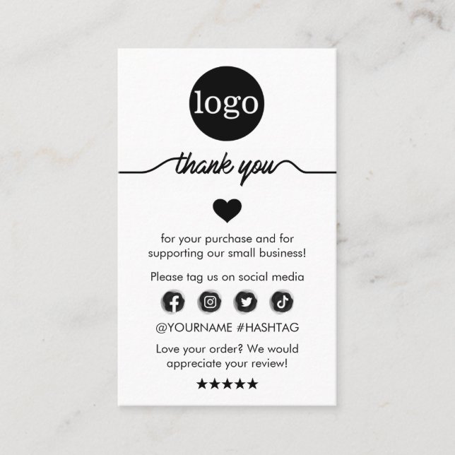 Tarjeta De Visita Moderno Business Gracias Por Pedir Insertar (Anverso)