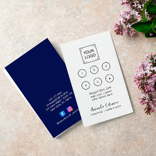 Tarjeta De Visita Moderno Business Reward 6 Punch Logo blanco BLUE