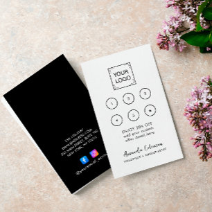 Tarjeta De Visita Moderno Business Reward 6 Punch Logo blanco negro