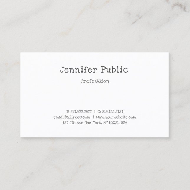 Tarjeta De Visita Moderno Calligrafiado Simple Profesional Elegante (Anverso)