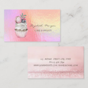 Tarjeta De Visita Moderno Chic Aquarela Macaroon Holográfico