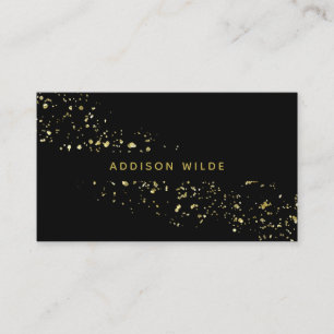 Tarjeta De Visita Moderno Chic Elegante Con Copos Negros Y Dorados