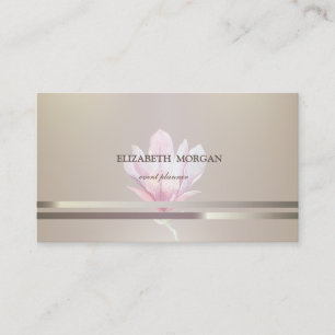Tarjeta De Visita Moderno Chic Elegante, Rayado, Magnolia Acuarela