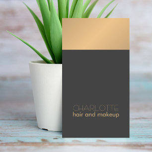 Tarjeta De Visita Moderno Chic Gris Cobre Cabello y Maquillaje