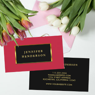 Tarjeta De Visita Moderno chic negro dorado rojo cardenal profesiona