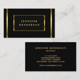 Tarjeta De Visita Moderno chic negro y dorado profesional bu