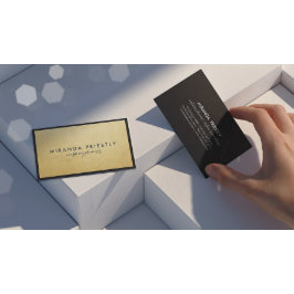 Tarjeta De Visita Moderno Chic Negro y Hoja de Oro Falso Luxe Creati