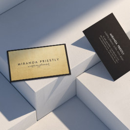 Tarjeta De Visita Moderno Chic Negro y Hoja de Oro Falso Luxe Creati
