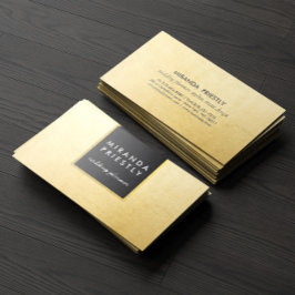 Tarjeta De Visita Moderno Chic Negro y Hoja de Oro Falso Luxe Creati