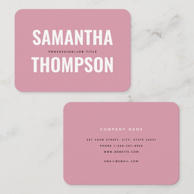 Tarjeta De Visita Moderno Chic Rosa y Blanco Profesional (Anverso / Reverso)