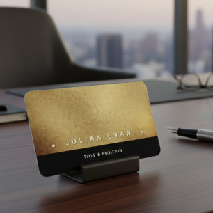Tarjeta De Visita Moderno Chic Tendencia Negro y Oro Profesional