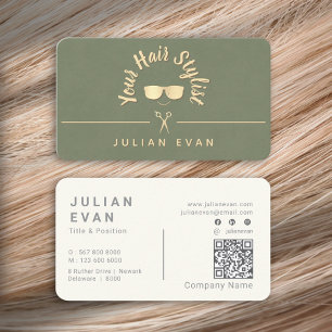 Tarjeta De Visita Moderno Chic Tendencia Verde Salvia Dorado Estilis