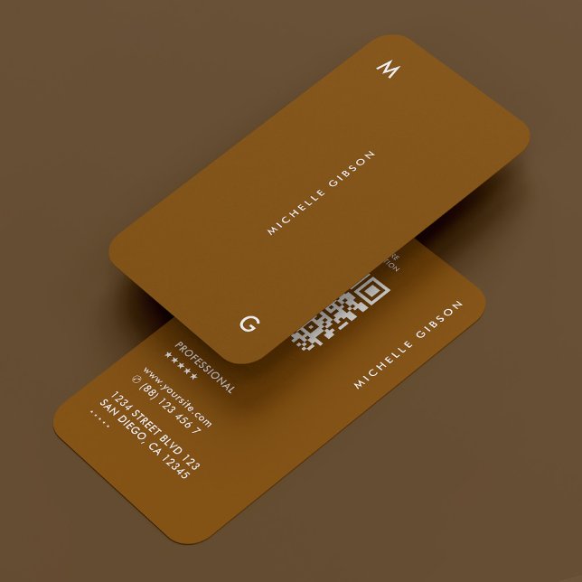 Tarjeta De Visita Moderno Chocolate Profesional Simple Brown QR (Modern Simple Professional Chocolate Brown QR Business Card
)