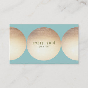 Tarjeta De Visita Moderno Círculos de Oro Salón Azul Turquesa