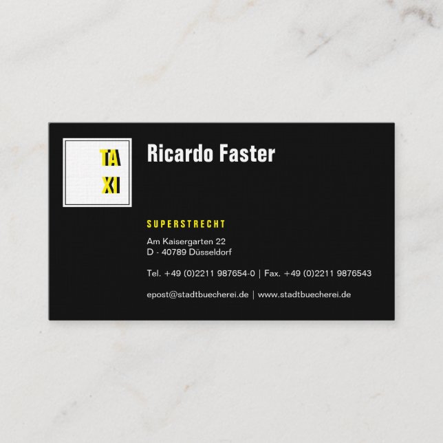 Tarjeta De Visita Moderno Clásico Negro (Anverso)