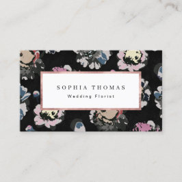 Tarjeta De Visita Moderno clásico negro abstracto floral profesional