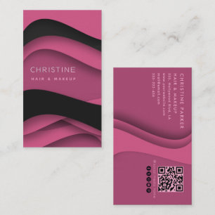 Tarjeta De Visita Moderno código Qr de cabello rosa y belleza
