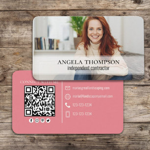 Tarjeta De Visita Moderno código QR de conexión fotográfica Minimali