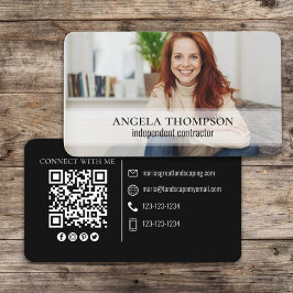 Tarjeta De Visita Moderno código QR de conexión fotográfica Minimali