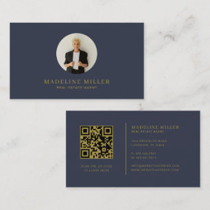 Tarjeta De Visita Moderno Código QR de fotografía inmobiliaria profe