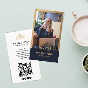 Tarjeta De Visita Moderno Código QR de fotografía inmobiliaria profe