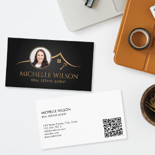 Tarjeta De Visita Moderno Código QR de fotografía inmobiliaria profe