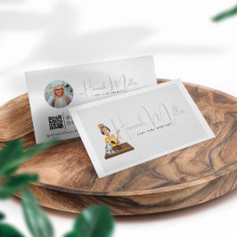 Tarjeta De Visita Moderno código QR de podcast ilustrado