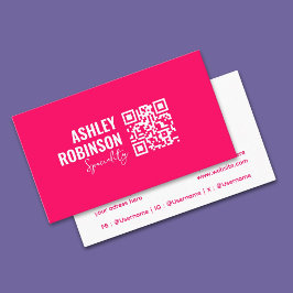 Tarjeta De Visita Moderno código QR Minimalista profesional rosa cal
