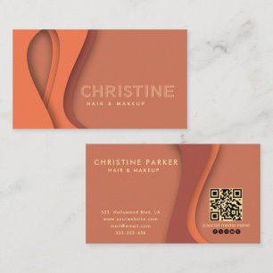 Tarjeta De Visita Moderno código Qr para cabello naranja y belleza