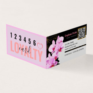 Tarjeta De Visita Moderno, código QR personalizado, orquídea, mármol